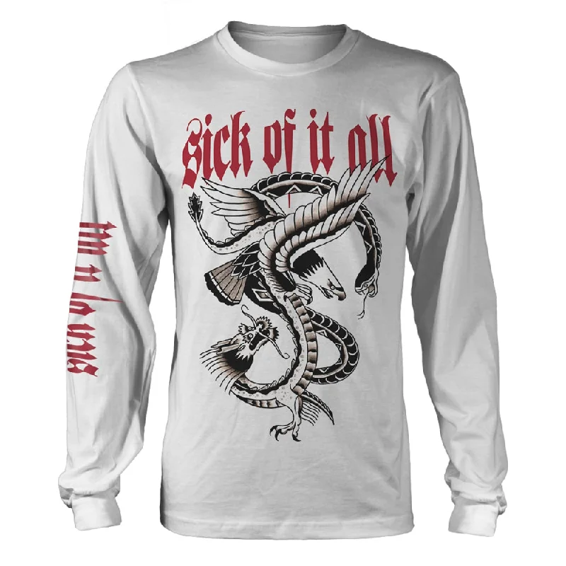 Sick Of It All Unisex Long Sleeved T-shirt: Eagle Knit Fabric Woven Fabric Fleece Fabric Sick Of It All Unisex Long Sleeved T-shirt: Eagle Knit Fabric Woven Fabric Fleece Fabric
