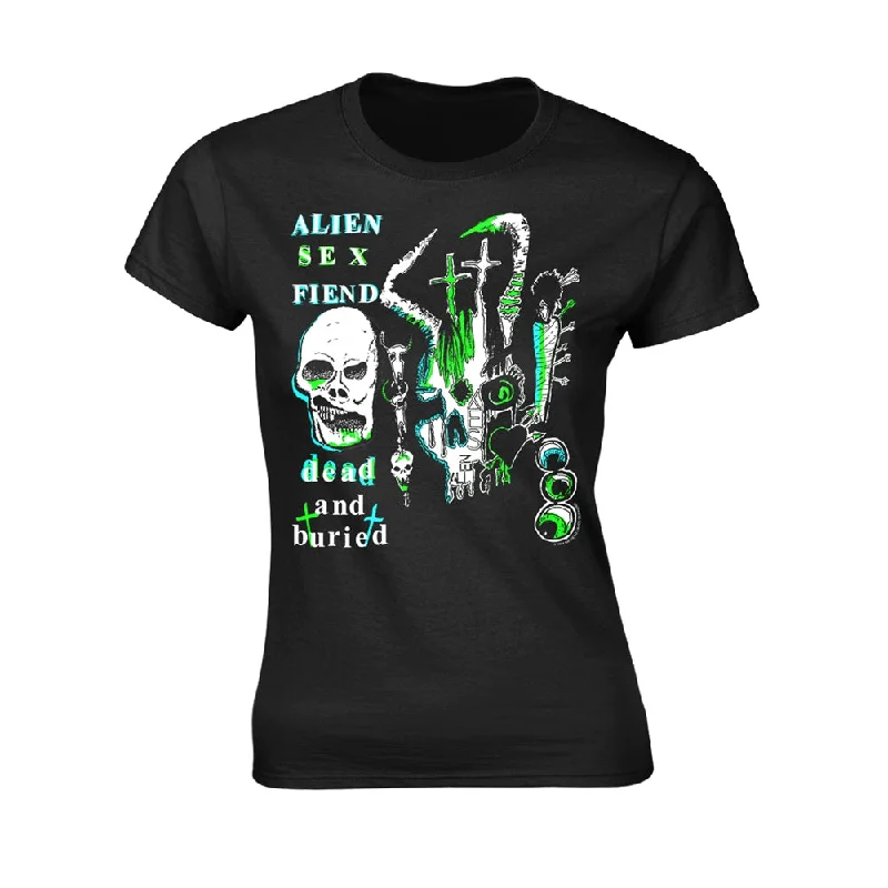 Alien Sex Fiend Ladies T-shirt: Dead And Buried Beaded Sequined Faux Fur