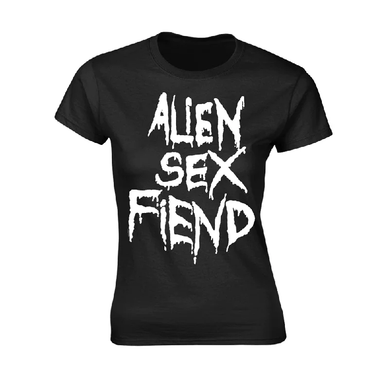 Alien Sex Fiend Ladies T-shirt: Logo Machine Wash Dry Clean Hand Wash