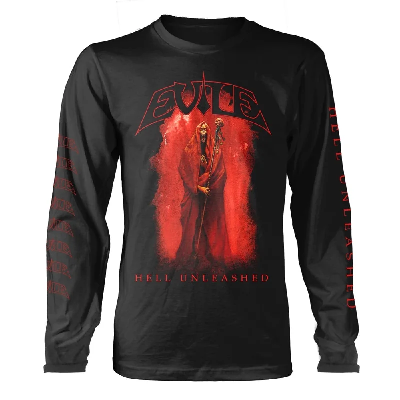 Evile Unisex Long Sleeved T-shirt: Hell Unleashed (Black) (back print) Anti-Shrink Durable Soft Evile Unisex Long Sleeved T-shirt: Hell Unleashed (Black) (back print) Anti-Shrink Durable Soft