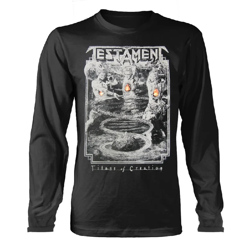 Testament Unisex Long Sleeved T-shirt: Titans Of Creation (Grey) Europe 2020 Tour Fleece Nylon Spandex Testament Unisex Long Sleeved T-shirt: Titans Of Creation (Grey) Europe 2020 Tour Fleece Nylon Spandex