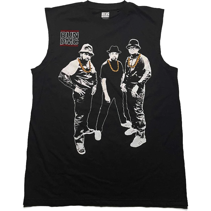 Run DMC Unisex Vest T-Shirt: Gold Chains Photo Rayon Velvet Corduroy