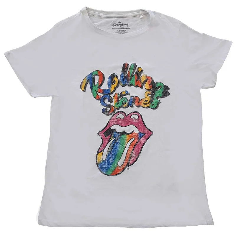 Rolling Stones Ladies T-Shirt: Tie Dye Tongue Lace Blend Ribbed Blend Corduroy Blend Rolling Stones Ladies T-Shirt: Tie Dye Tongue Lace Blend Ribbed Blend Corduroy Blend
