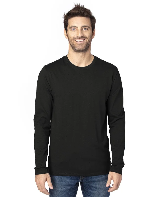 Threadfast Apparel Unisex Ultimate Long Sleeve T-Shirt | Black Hooded Caped Shawl Collar Threadfast Apparel Unisex Ultimate Long Sleeve T-Shirt | Black Hooded Caped Shawl Collar