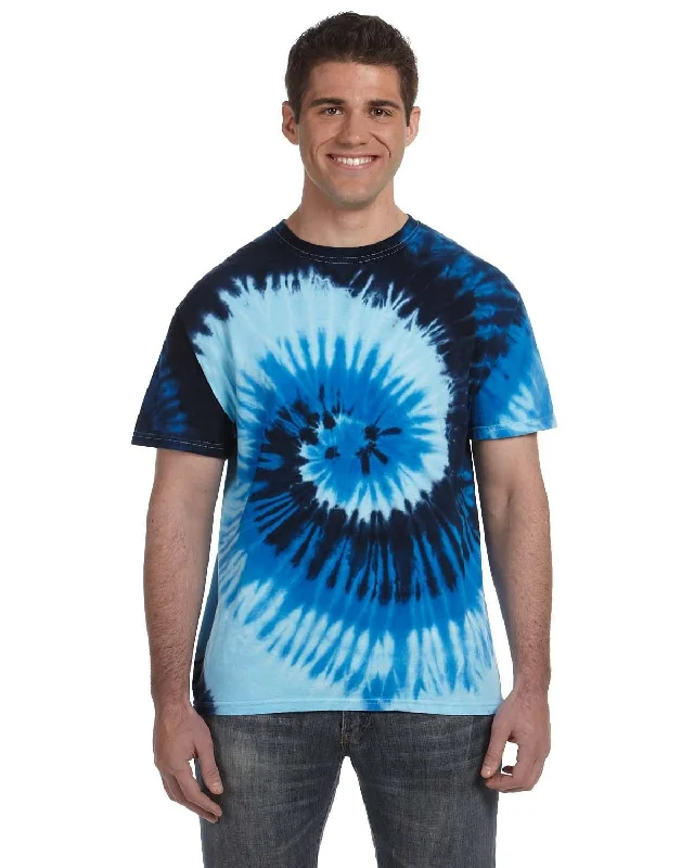 Tie-Dye 100% Cotton Tie-Dyed T-Shirt | Blue Ocean Print Jacquard Patchwork