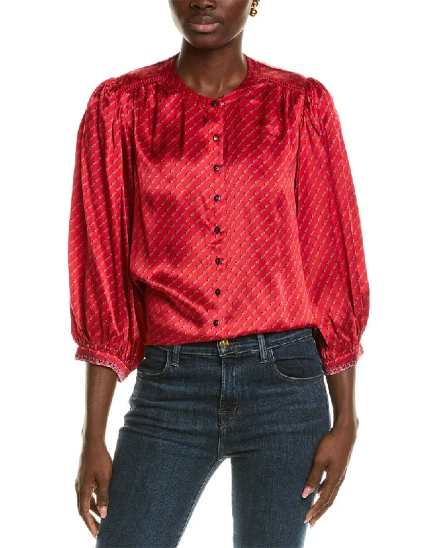 tyler böe Carrie Silk Blouse Casual Stripe Blouse