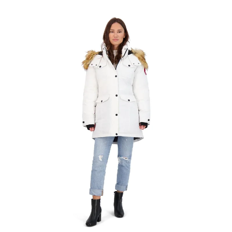 Canada Weather Gear Parka Coat for Women-Insulated Faux Fur Hooded Winter Jacket Silk Blend Satin Velvet