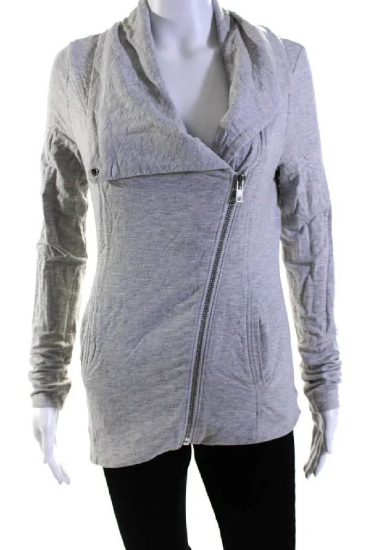 Helmut Lang Womens Long Sleeve Front Zip Mock Neck Light Jacket Gray Casual Formal Business