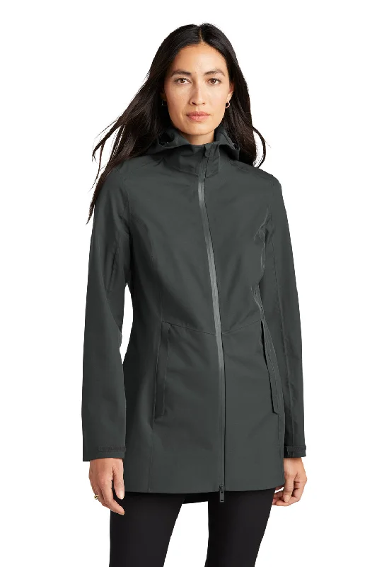 Mercer+Mettle Womens Waterproof Full Zip Hooded Rain Jacket - Anchor Grey Welt Pockets Slit Pockets Flap Pockets