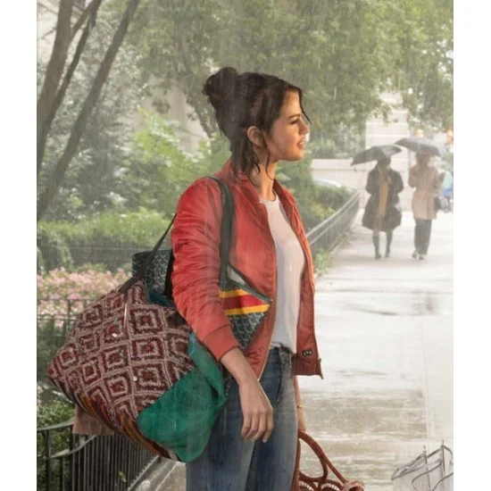 Selena Gomez A Rainy Day in New York Chan Jacket Mesh Fabric Canvas Fabric Denim Fabric