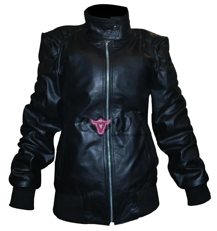 Vampire Diaries Elena Gilbert Leather Jacket Asymmetrical Pockets Print