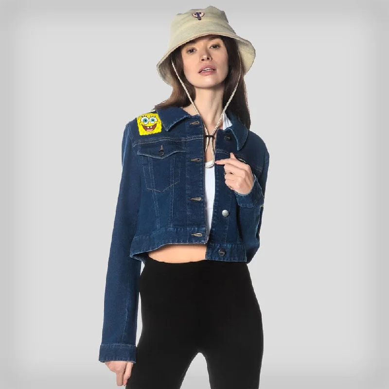 Women's Spongebob Denim Trucker Jacket - FINAL SALE Silk Blend Satin Velvet