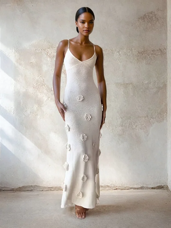 3d Flower Maxi Dress Fashionable Sleeveless Maxi Dress