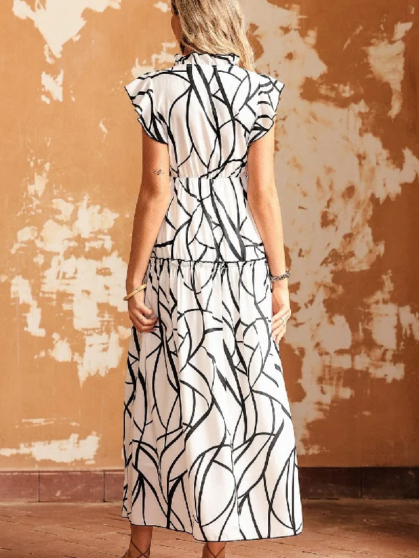 Abstract Face Print Maxi Dress Comfortable T-Shirt Maxi Dress