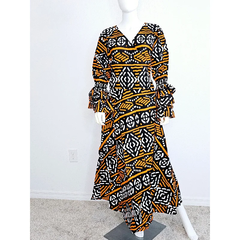 African Print Long Wrap Maxi Dress Ankle Length / Bell Sleeve Trendy Floral Print Maxi Dress African Print Long Wrap Maxi Dress Ankle Length / Bell Sleeve Trendy Floral Print Maxi Dress