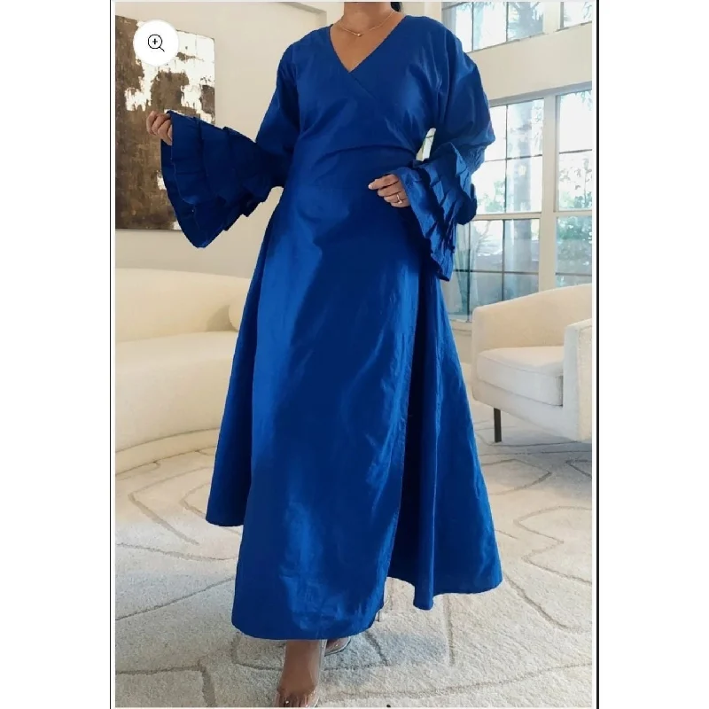 African Print Long Wrap Maxi Dress Ankle Length / Bell Sleeve with Head wrap Classic A-Line Maxi Dress African Print Long Wrap Maxi Dress Ankle Length / Bell Sleeve with Head wrap Classic A-Line Maxi Dress