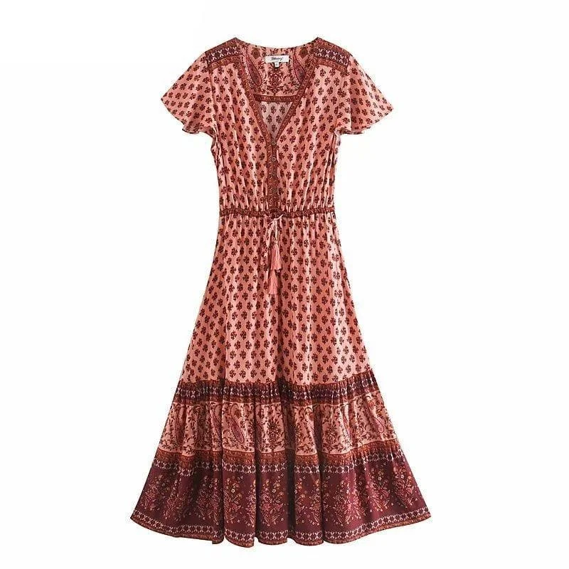 Ahote Bohemian Maxi Dress (2 Colors) Comfortable Maxi Dress with Belt