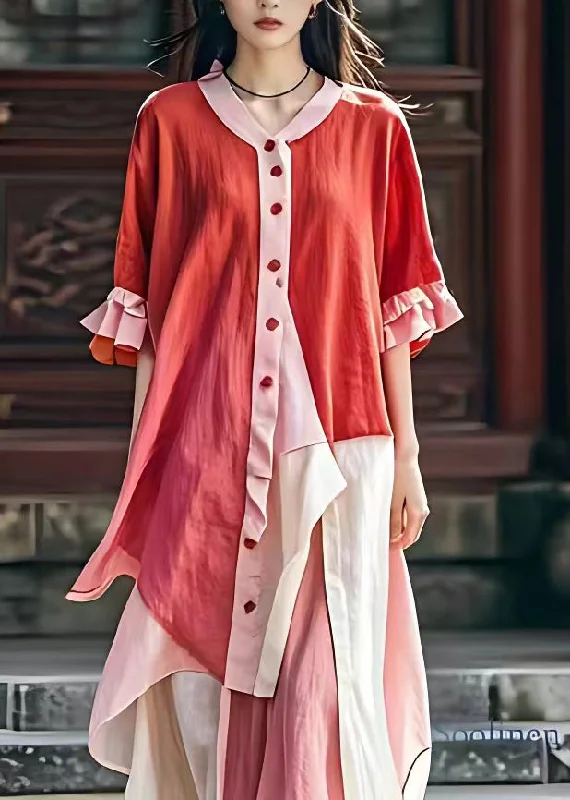 Art Red V Neck Asymmetrical Patchwork Maxi Dress Butterfly Sleeve Classic Strapless Maxi Dress Art Red V Neck Asymmetrical Patchwork Maxi Dress Butterfly Sleeve Classic Strapless Maxi Dress