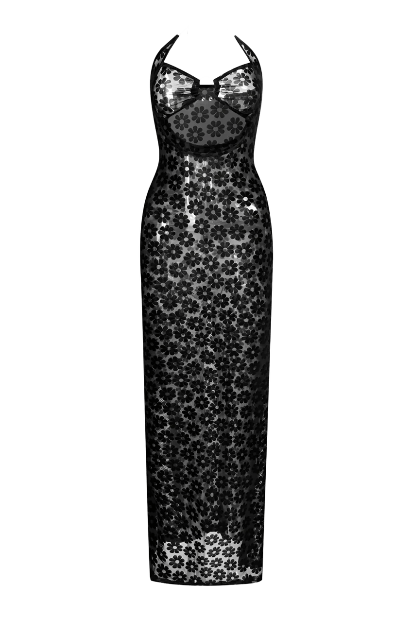 Black Maxi Dress Elegant Silk Maxi Dress