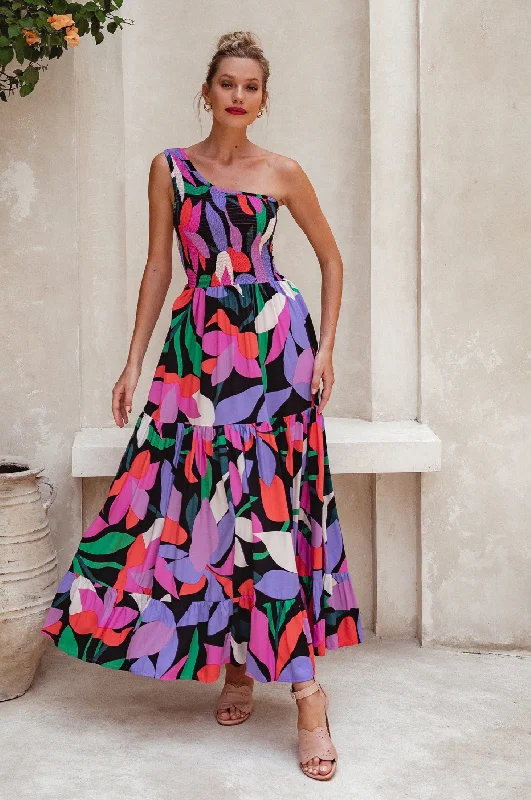 Cassandra One Shoulder Maxi Dress Stylish Off-Shoulder Maxi Dress