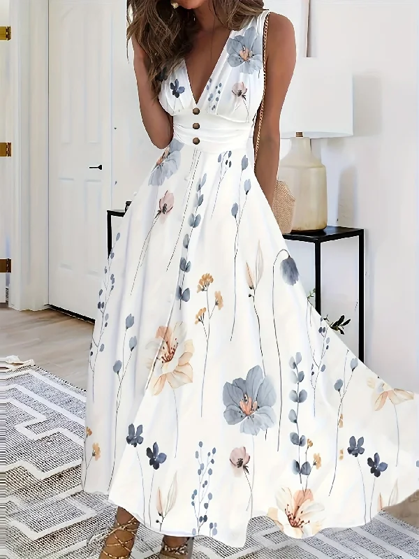 Chic Floral Print Sleeveless Maxi Dress - V-Neck, Simple, Bohemian Style, Flowy, Comfortable, Women's Summer Clothing for Outdoor Activities and Casual Occasions Elegant Velvet Maxi Dress Chic Floral Print Sleeveless Maxi Dress - V-Neck, Simple, Bohemian Style, Flowy, Comfortable, Women's Summer Clothing for Outdoor Activities and Casual Occasions Elegant Velvet Maxi Dress