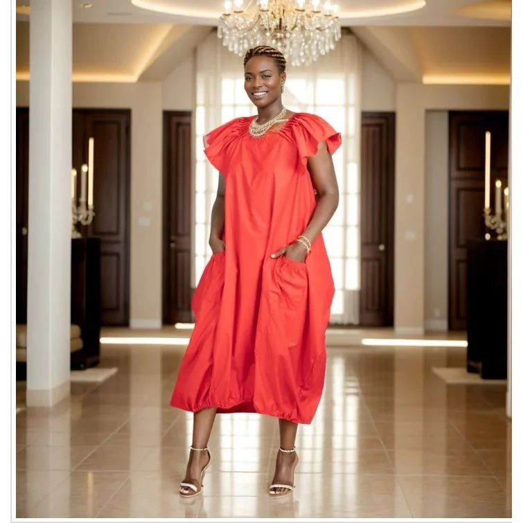 Comfortable Balloon Maxi Dress with Pleated Sleeves & Elastic Hem Stylish Off-Shoulder Maxi Dress Comfortable Balloon Maxi Dress with Pleated Sleeves & Elastic Hem Stylish Off-Shoulder Maxi Dress