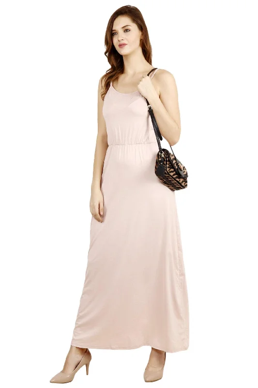 Cream Solid Maxi Dress Chic Summer Floral Maxi Dress