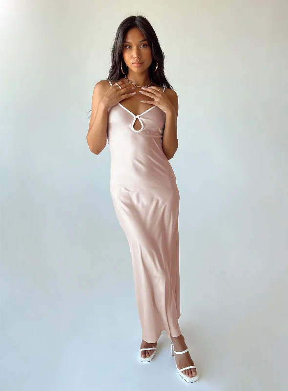 Dakin Maxi Dress Pink Stylish Button-Up Maxi Dress