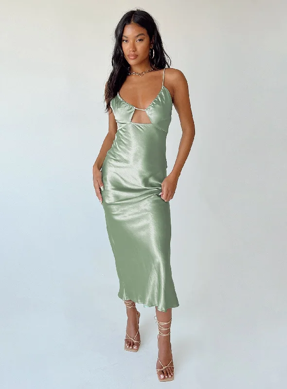 Danica Maxi Dress Green Fashionable Open-Back Maxi Dress