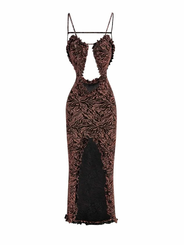 deep v maxi dress with slit Stylish Maxi Dress with Pleats