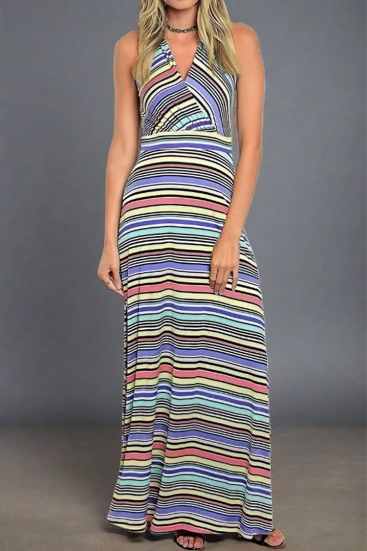 Gilli Multi Stripes Maxi Dress Trendy Maxi Dress with Lace