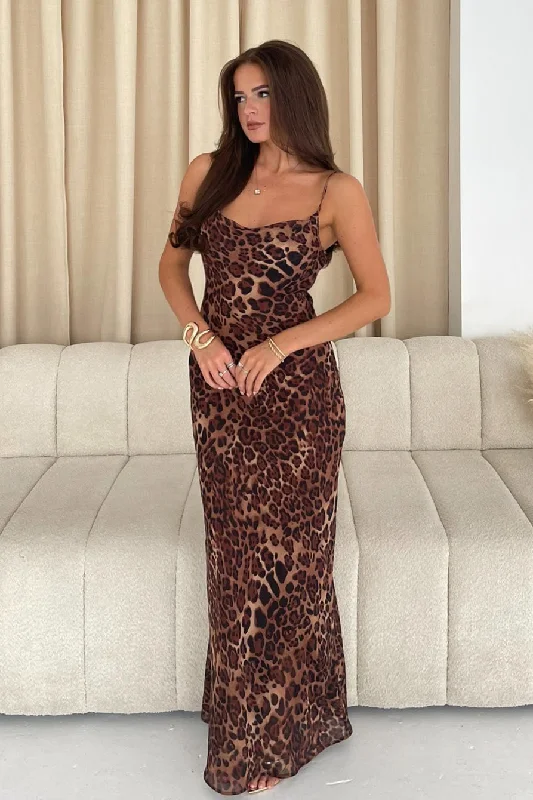 Girl In Mind Mimi Leopard Slip Maxi Dress Fashionable Sheer Maxi Dress