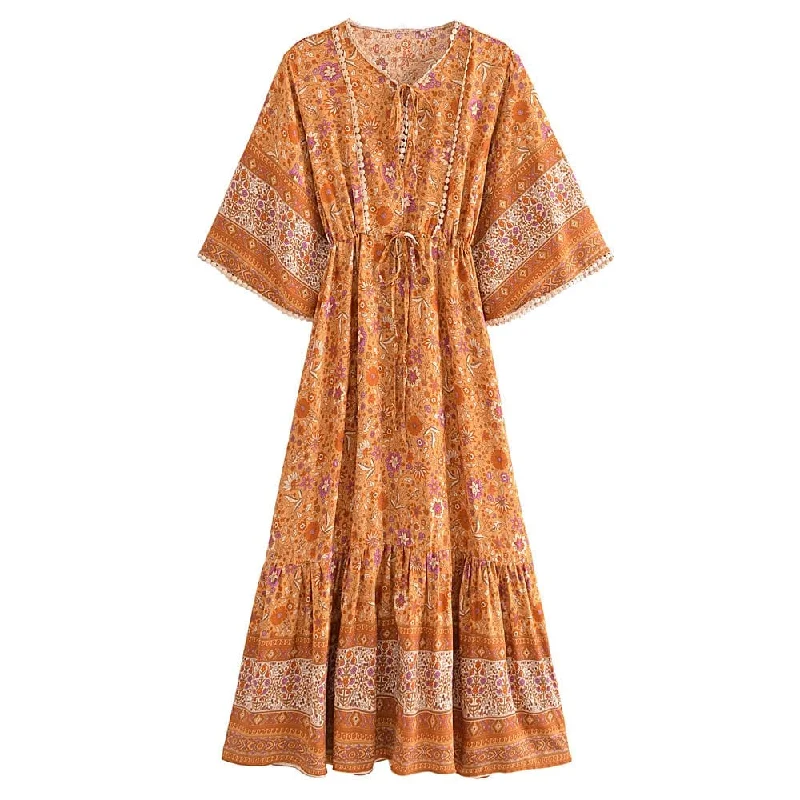 Hyrmina Boho Maxi Dress Stylish Long Sleeve Maxi Dress
