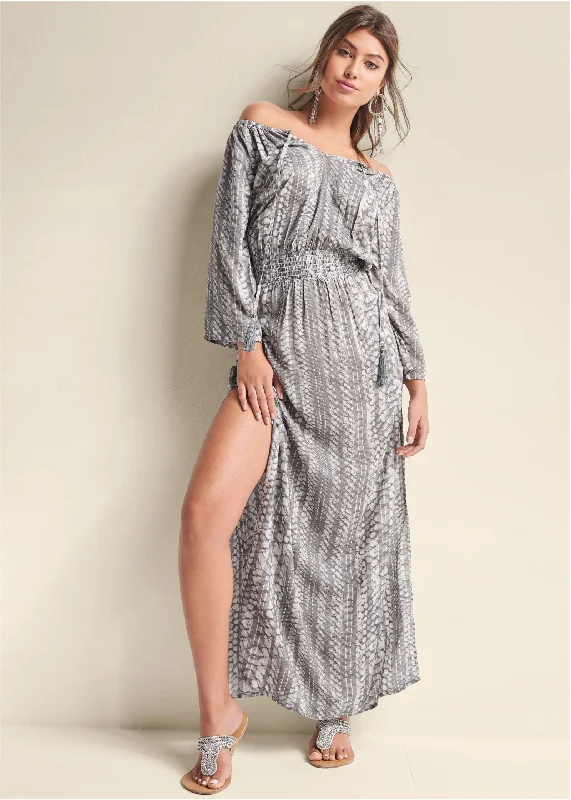 Strapless Maxi Dress - Cream Chic Button-Up Maxi Dress