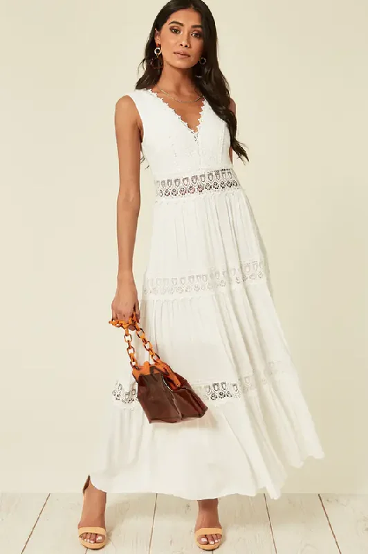 Jessica White Maxi Dress Cozy Open-Back Maxi Dress