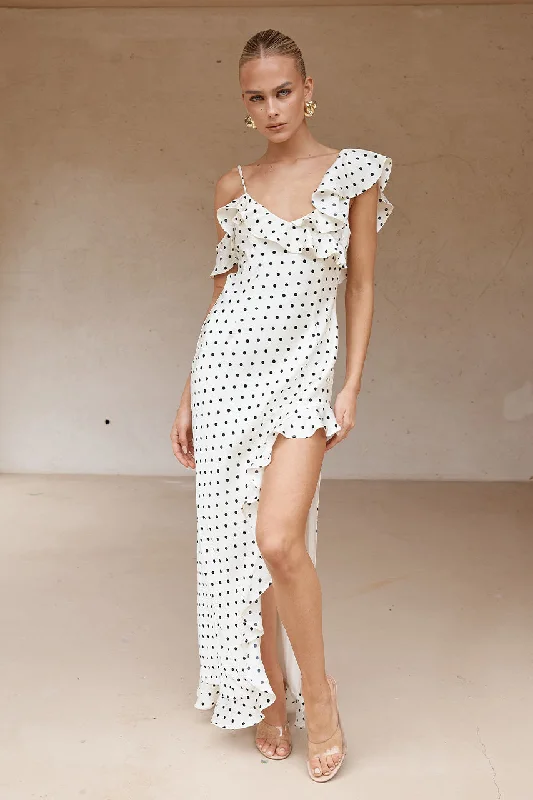 KARLITA MAXI DRESS - WHITE POLKA Fashionable Sleeveless Maxi Dress