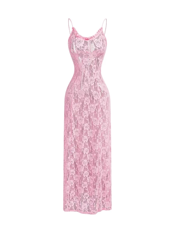 Lace See through Maxi Dress Classic Tulle Maxi Dress