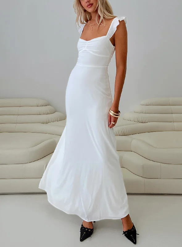 Landon Maxi Dress White Fashionable Asymmetrical Maxi Dress