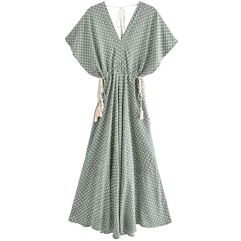 Marin Polka Dot Maxi Dress Elegant Velvet Maxi Dress
