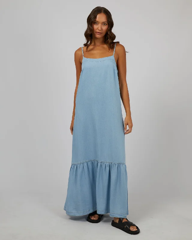 Mason Maxi Dress Chambray Elegant Maxi Dress with Pockets