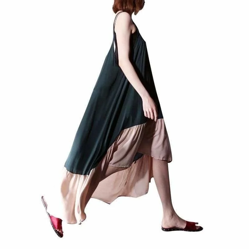 Off Shoulder Suspender Asymmetry Maxi Dress Stylish Boho Maxi Dress