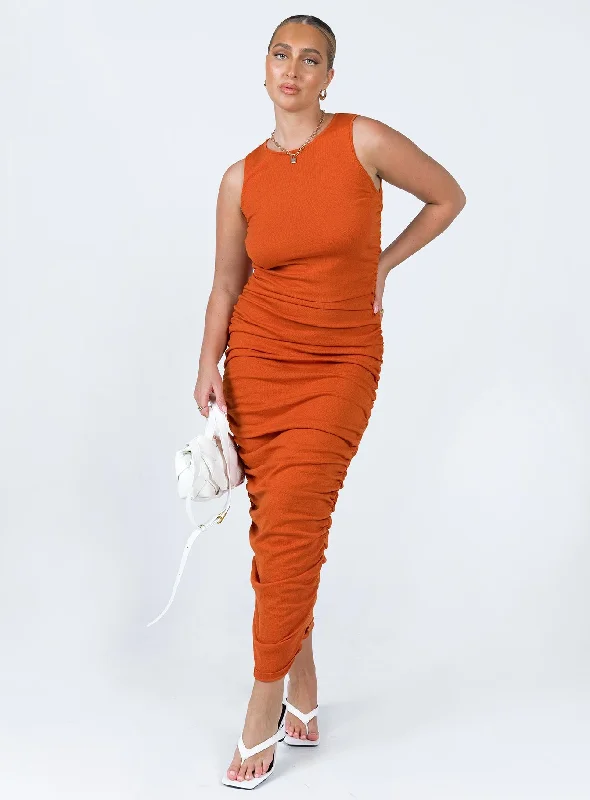 Tarlie Maxi Dress Orange Fashionable High-Waist Maxi Dress
