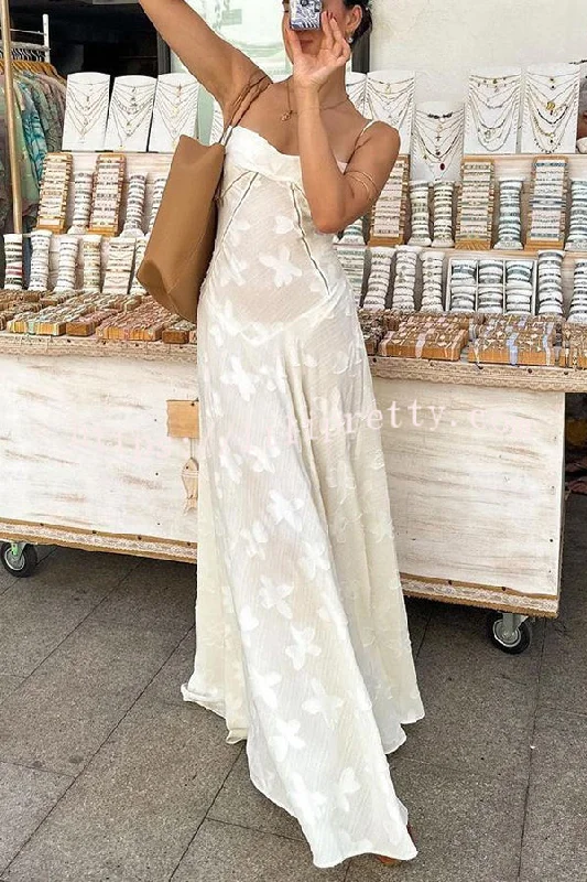 Romantic Vintage Feel Jacquard Fabric Back Lace-up Slip Floaty Maxi Dress Cozy Maxi Dress with Slit Romantic Vintage Feel Jacquard Fabric Back Lace-up Slip Floaty Maxi Dress Cozy Maxi Dress with Slit