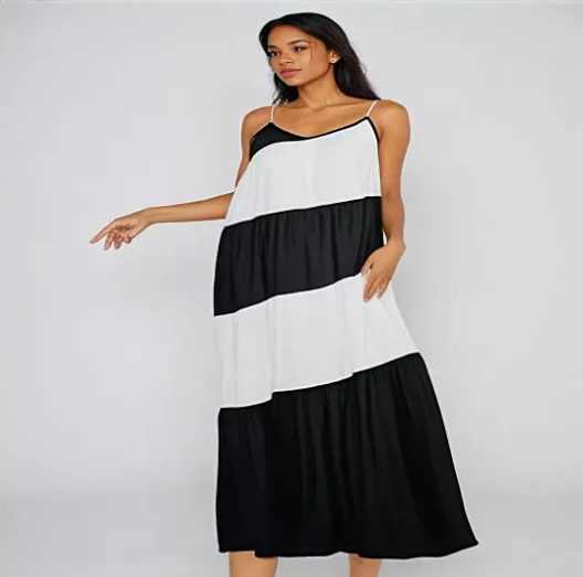 Striped Maxi Dress Trendy Ruffled Maxi Dress