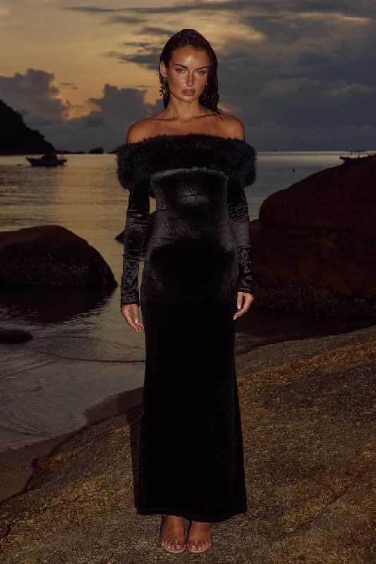 SIANI MAXI DRESS - BLACK Comfortable Bohemian Maxi Dress