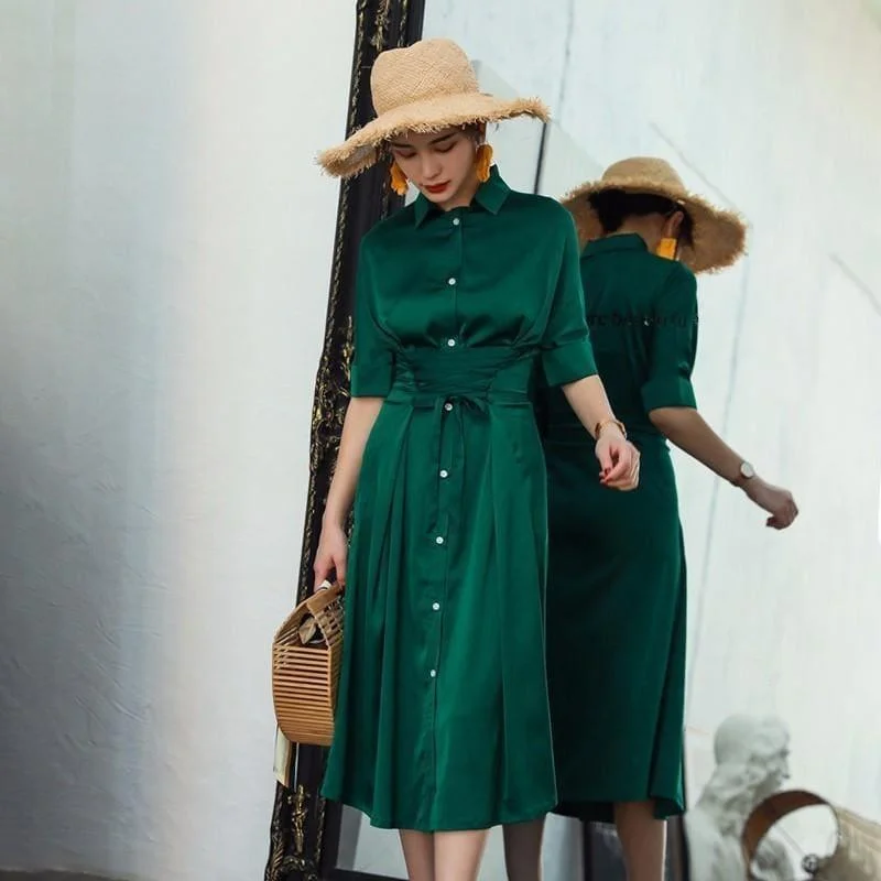Side Slit Chiffon ButtonUp Short Sleeve High Waist Sexy Maxi Dress Comfortable Casual Maxi Dress Side Slit Chiffon ButtonUp Short Sleeve High Waist Sexy Maxi Dress Comfortable Casual Maxi Dress