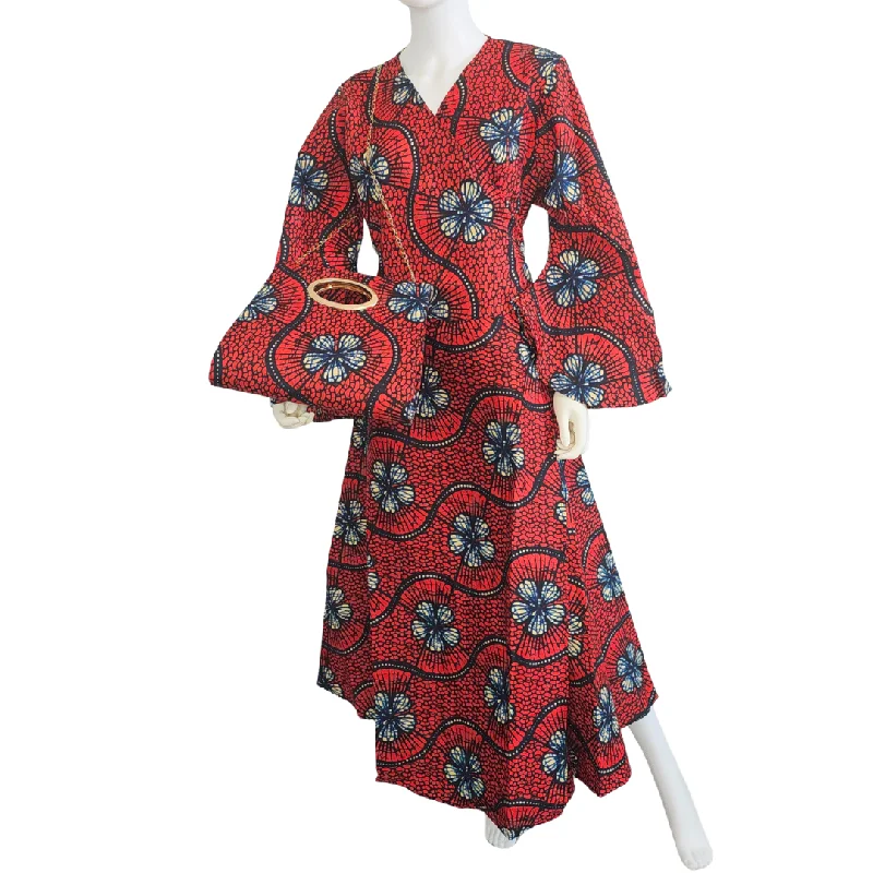 Ankara Wrapped Maxi Dress with Pocketbook Comfortable Flowy Maxi Dress