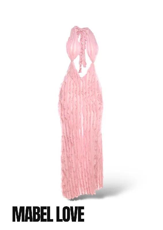 Solid Elegant Halter Maxi Dress Chic Summer Floral Maxi Dress