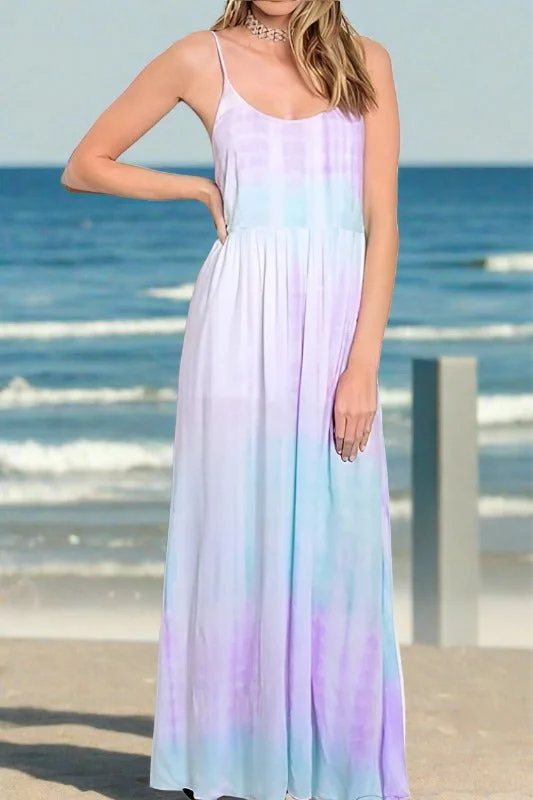 Fashion on Earth Maxi Dress - Mint Lilac Stylish Maxi Dress with Pleats