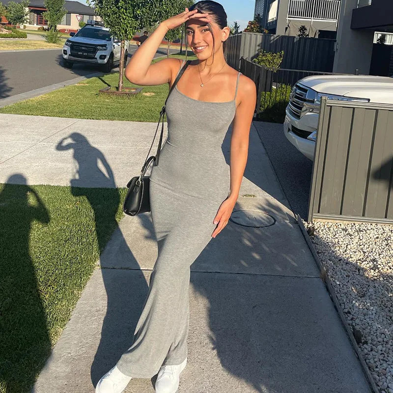 Strap Backless Long Casual Maxi Dress Elegant Silk Maxi Dress